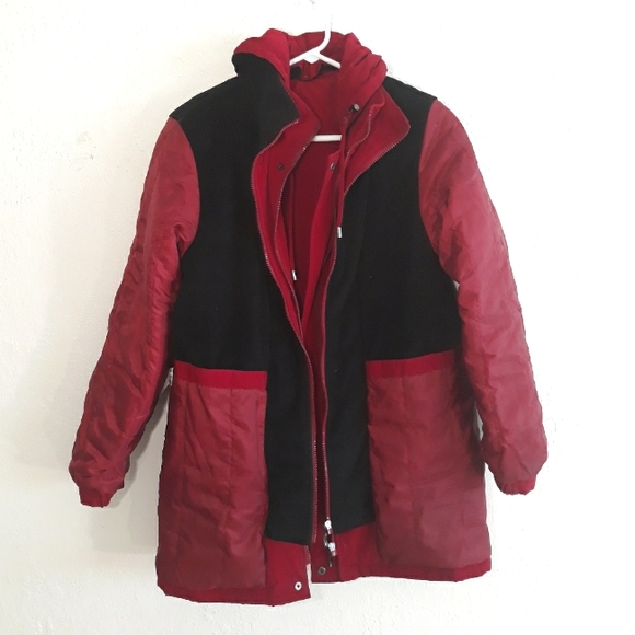 Nautica Women's Red Hooded Winter Jacket - Size Medium Fleece Lined Jacket - Picture 6 of 11